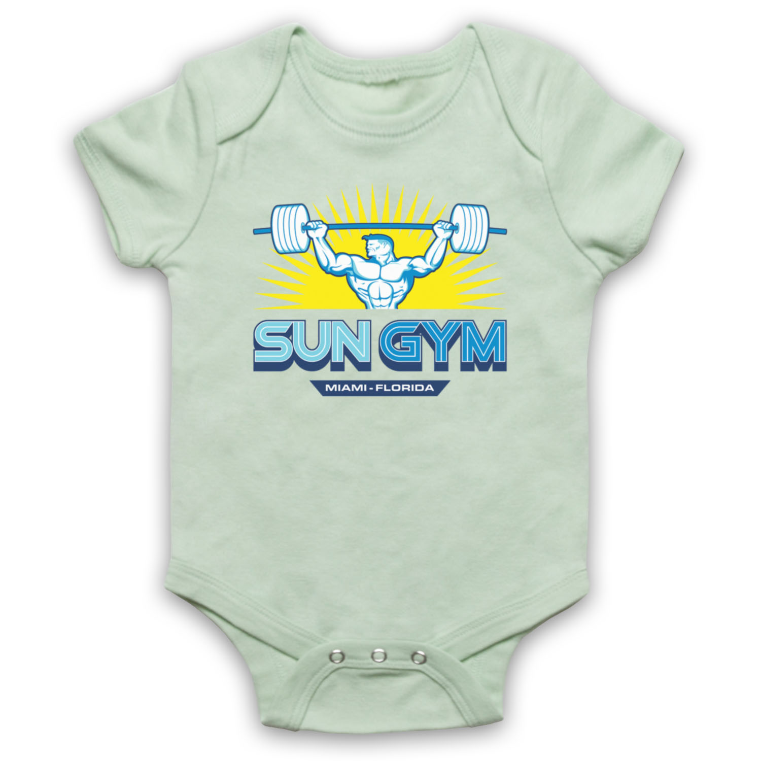 PAIN AND GAIN OFFICIAL SUN GYM MIAMI THE ROCK WORKOUT BABY GROW BABYGROW GIFT - Picture 10 of 10