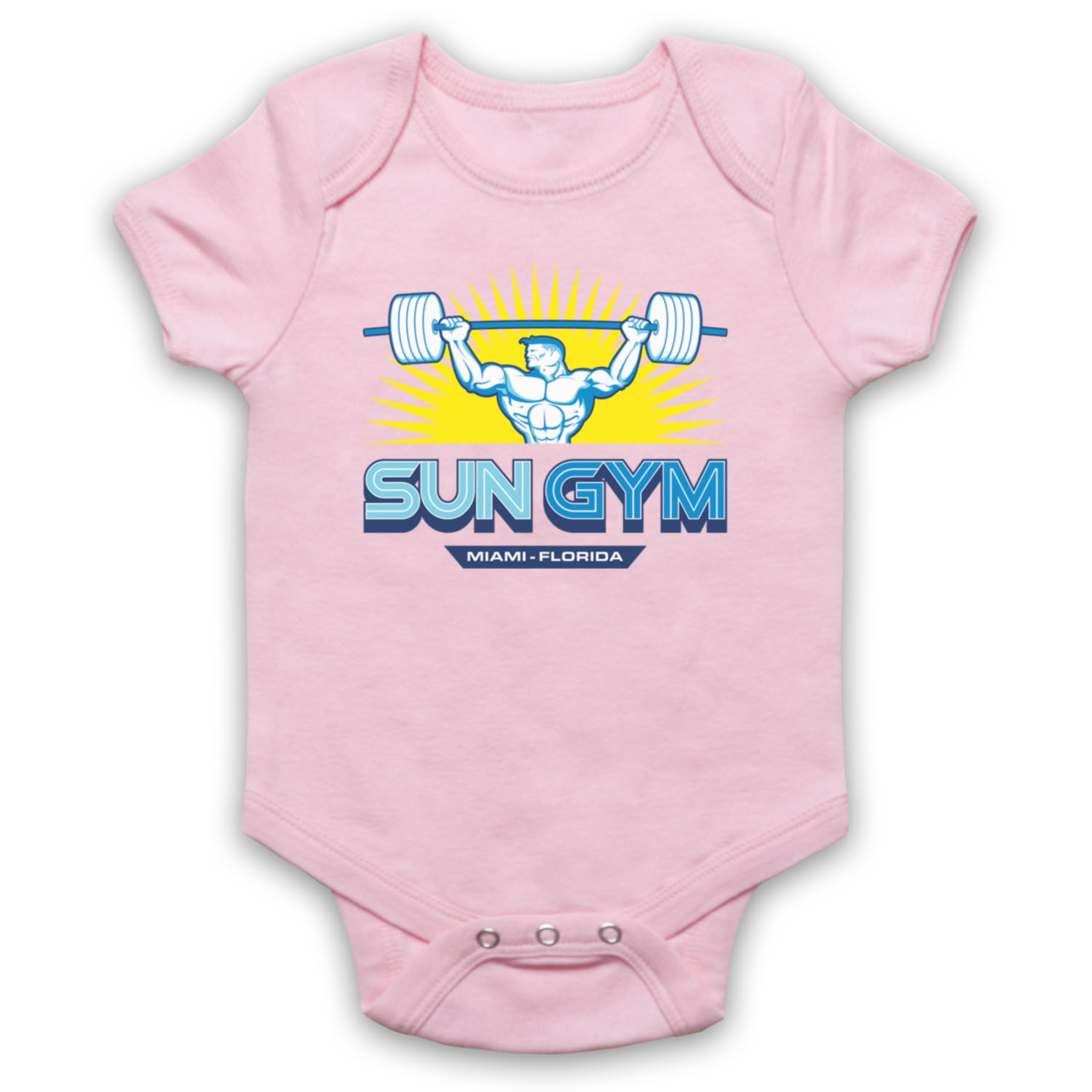 PAIN AND GAIN OFFICIAL SUN GYM MIAMI THE ROCK WORKOUT BABY GROW BABYGROW GIFT - Picture 7 of 10
