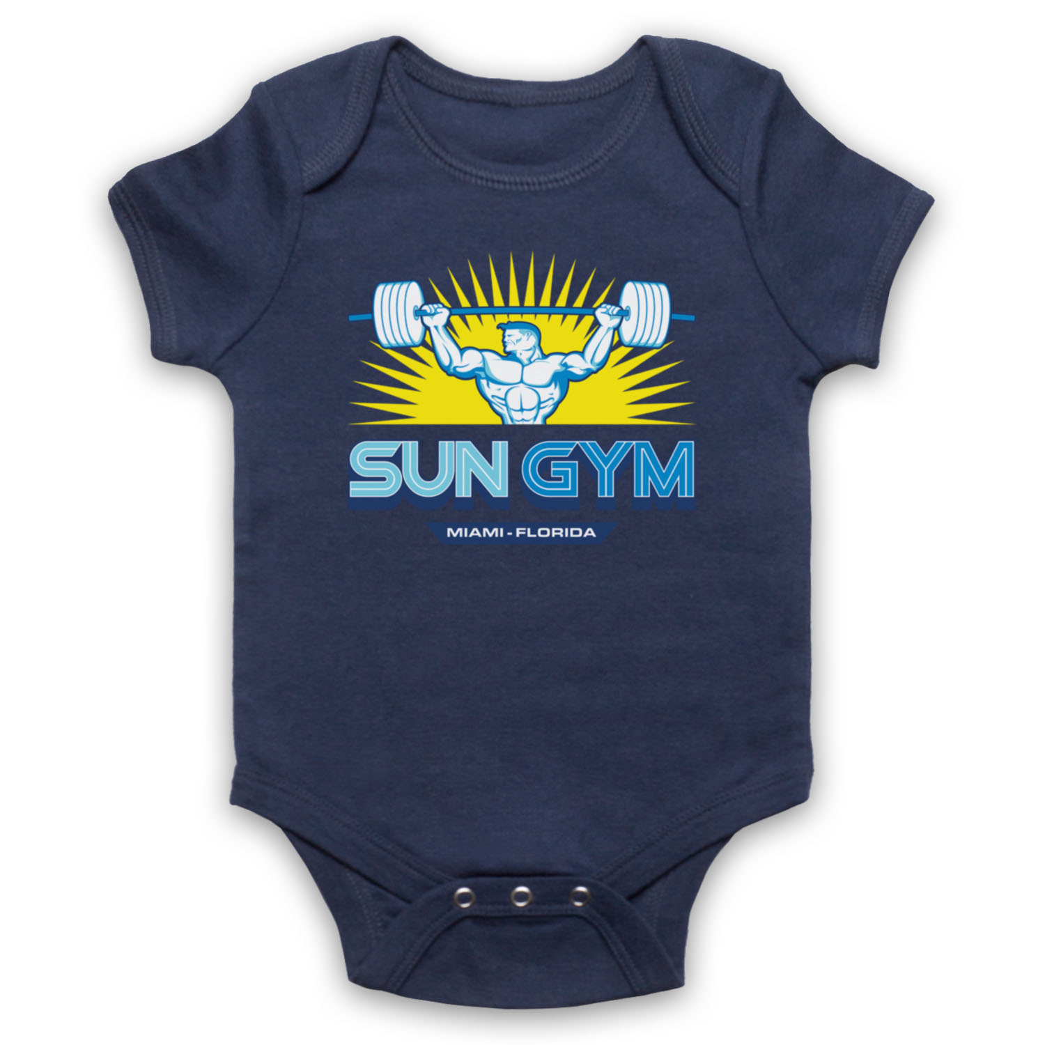 PAIN AND GAIN OFFICIAL SUN GYM MIAMI THE ROCK WORKOUT BABY GROW BABYGROW GIFT - Picture 4 of 10
