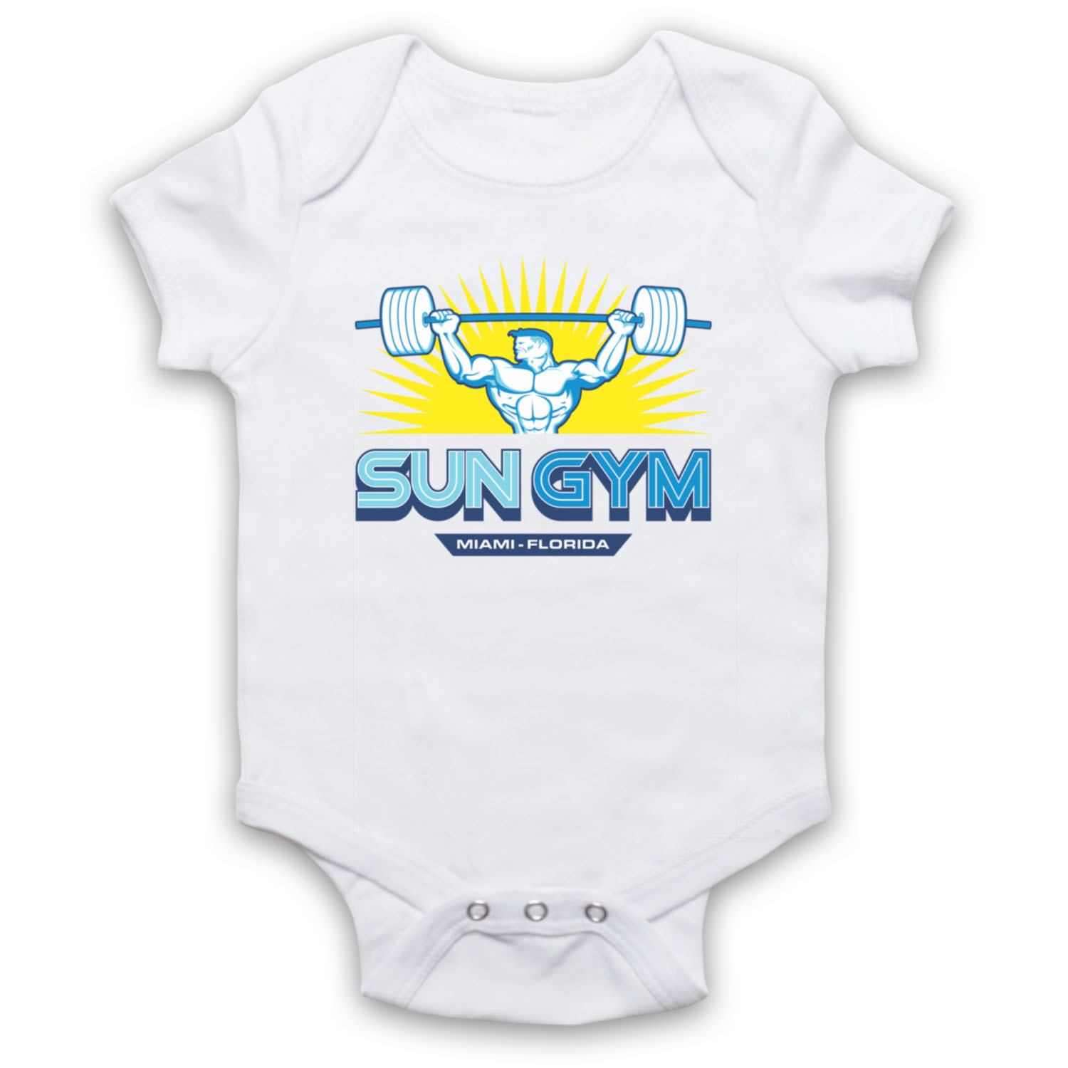 PAIN AND GAIN OFFICIAL SUN GYM MIAMI THE ROCK WORKOUT BABY GROW BABYGROW GIFT - Picture 3 of 10
