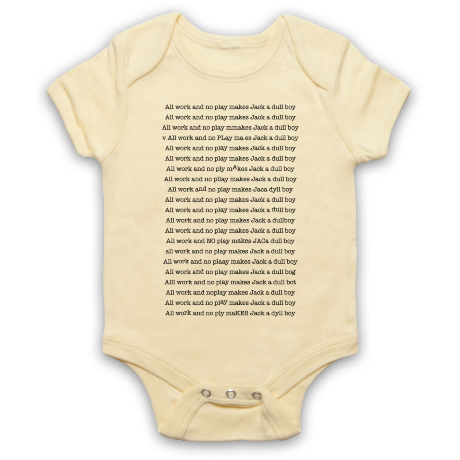 THE SHINING HORROR ALL WORK NO PLAY JACK A DULL BOY BABY GROW BABYGROW GIFT - Picture 8 of 10
