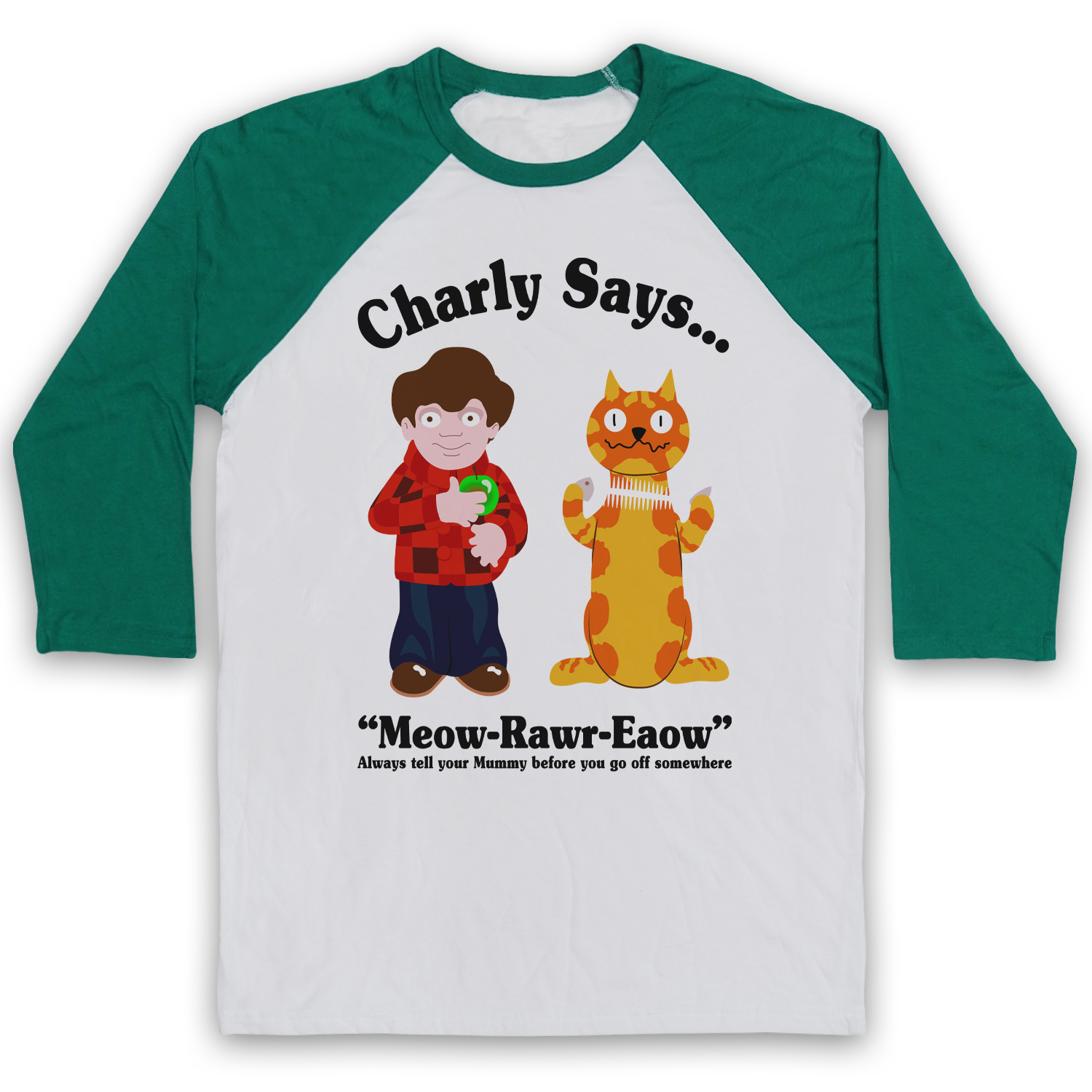 Charly 70s Retro Public Information Says Adults Baseball Raglan T-Shirt - Picture 8 of 10