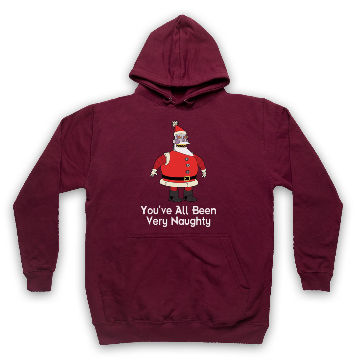 FUTURE CARTOON ROBOT SANTA UNOFFICIAL ALL BEEN NAUGHTY ADULTS UNISEX HOODIE - Picture 7 of 11