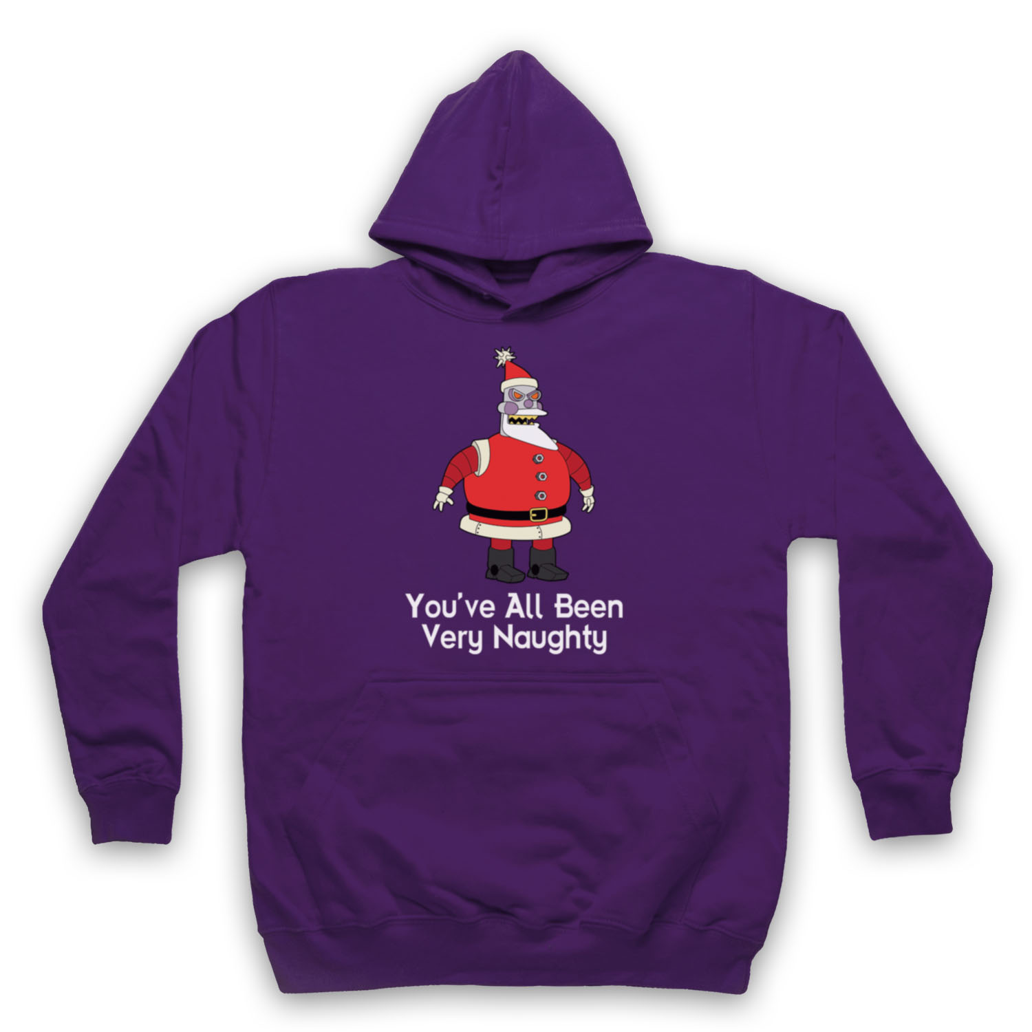 FUTURE CARTOON ROBOT SANTA UNOFFICIAL ALL BEEN NAUGHTY ADULTS UNISEX HOODIE - Picture 11 of 11