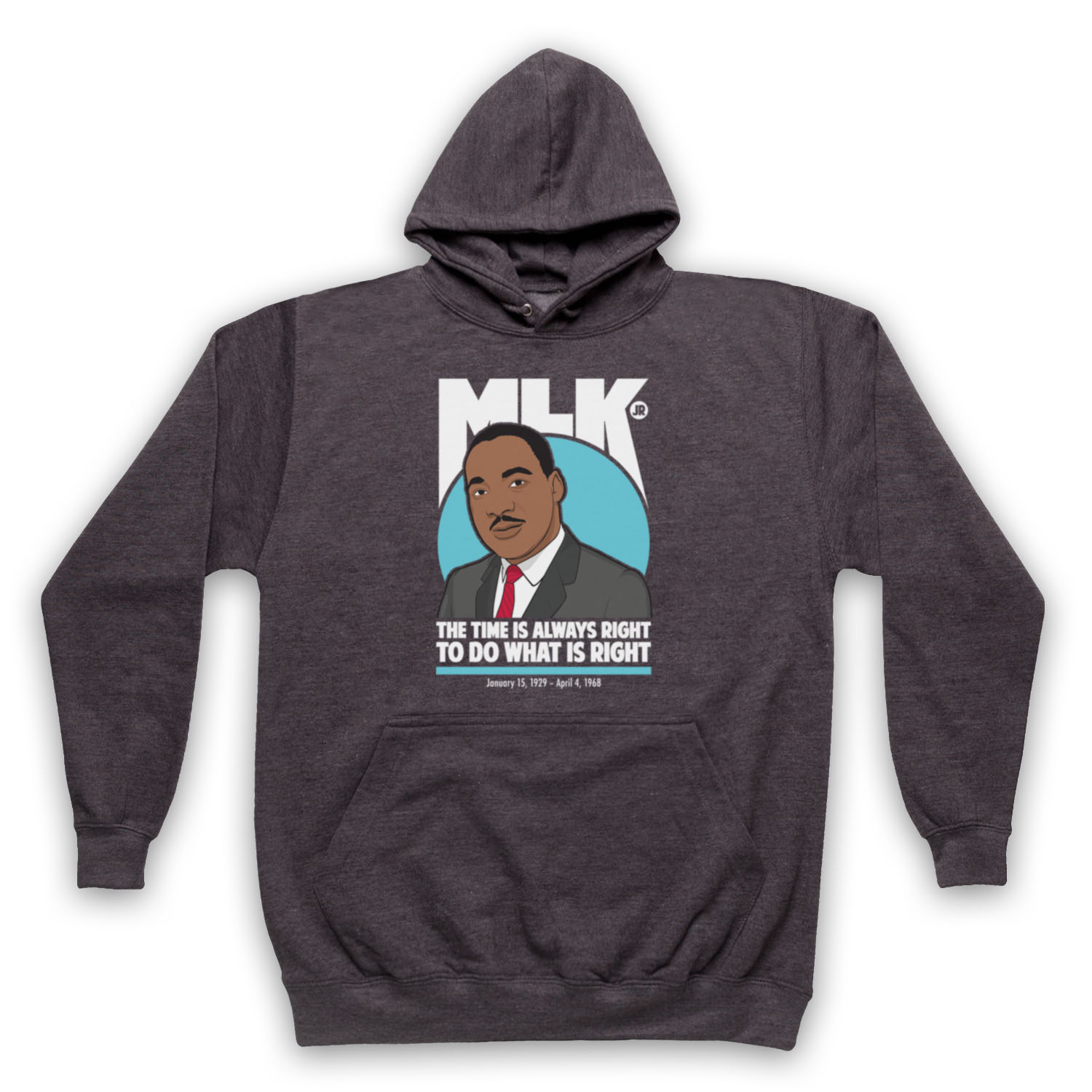 MARTIN LUTHER KING JR UNOFFICIAL TIME IS ALWAYS RIGHT ADULTS UNISEX HOODIE - Picture 8 of 11
