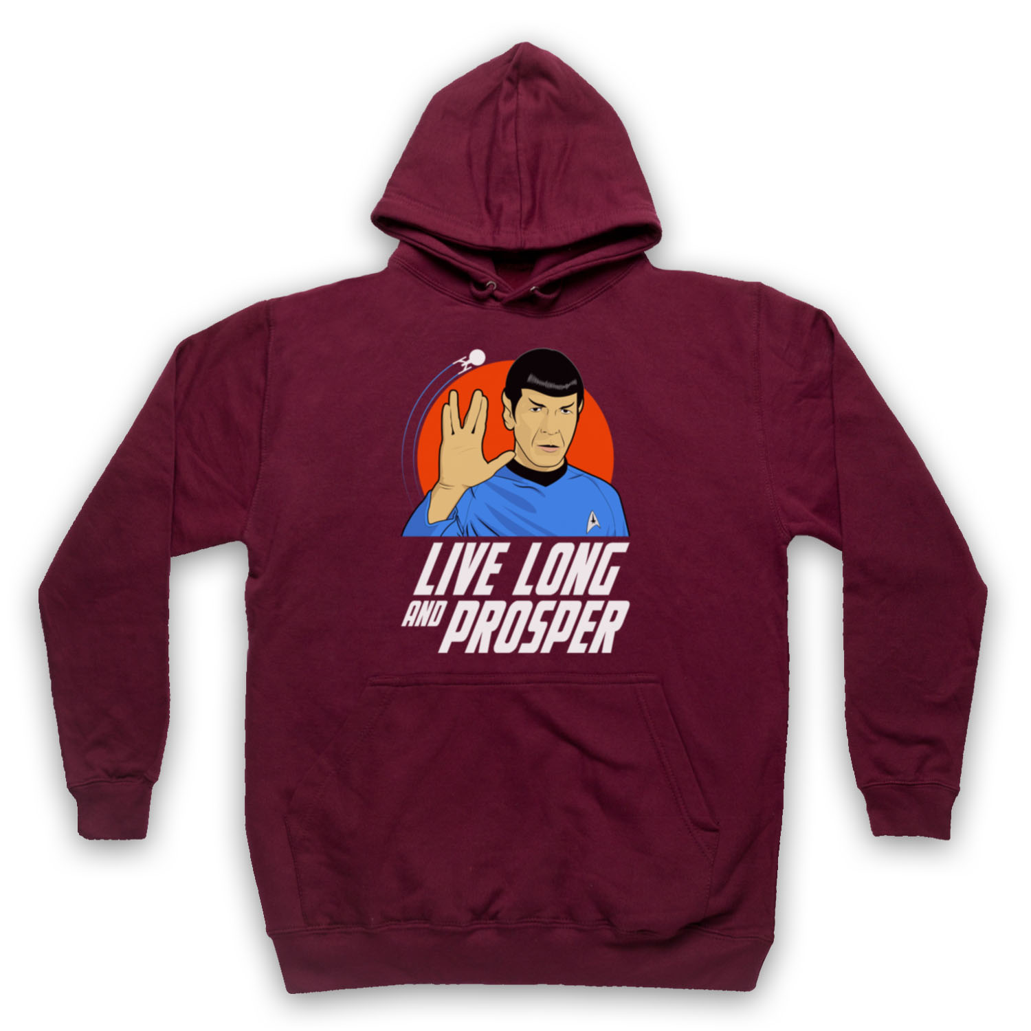 SPOCK LIVE LONG AND PROSPER STAR VULCAN SALUTE TREKKIE ADULTS HOODIE - Picture 7 of 11