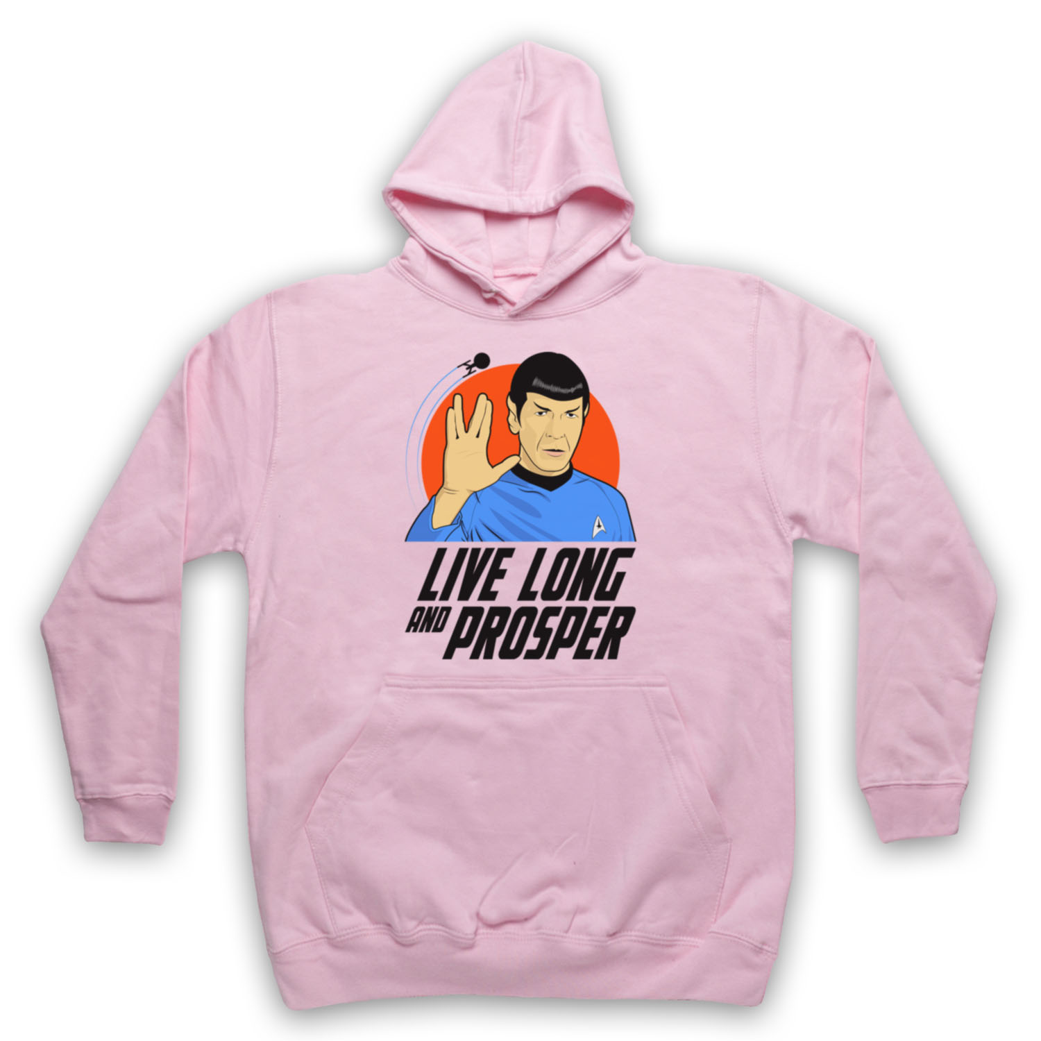 SPOCK LIVE LONG AND PROSPER STAR VULCAN SALUTE TREKKIE ADULTS HOODIE - Picture 10 of 11