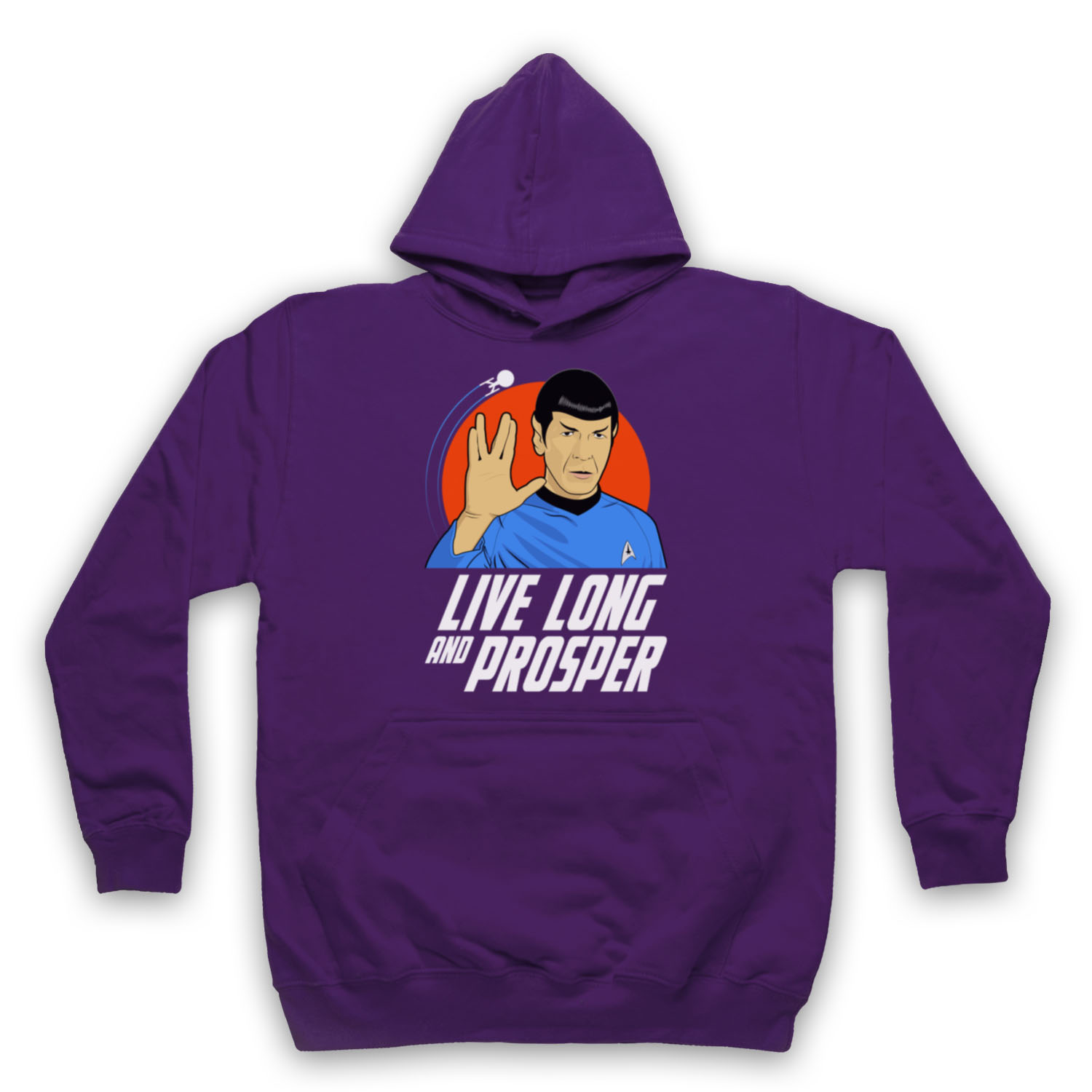 SPOCK LIVE LONG AND PROSPER STAR VULCAN SALUTE TREKKIE ADULTS HOODIE - Picture 11 of 11