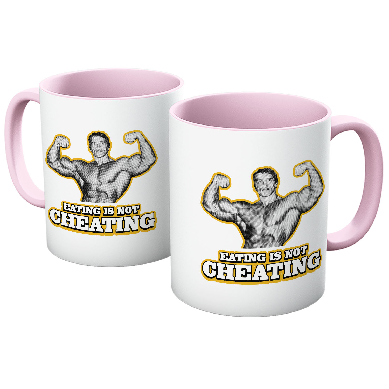 ARNOLD SCHWARZENEGGER EATING IS NOT CHEATING BODYBUILDING GYM MUG IN ALL COLOURS - Picture 11 of 11