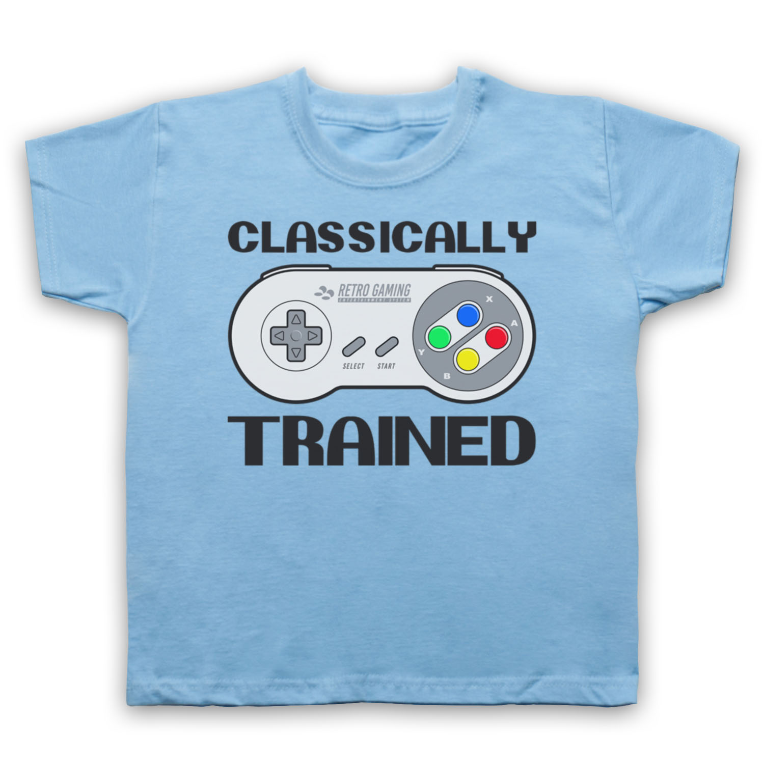 CLASSICALLY TRAINED SNES CONSOLE CONTROLLER RETRO GAME KIDS CHILDS T-SHIRT - Picture 9 of 11