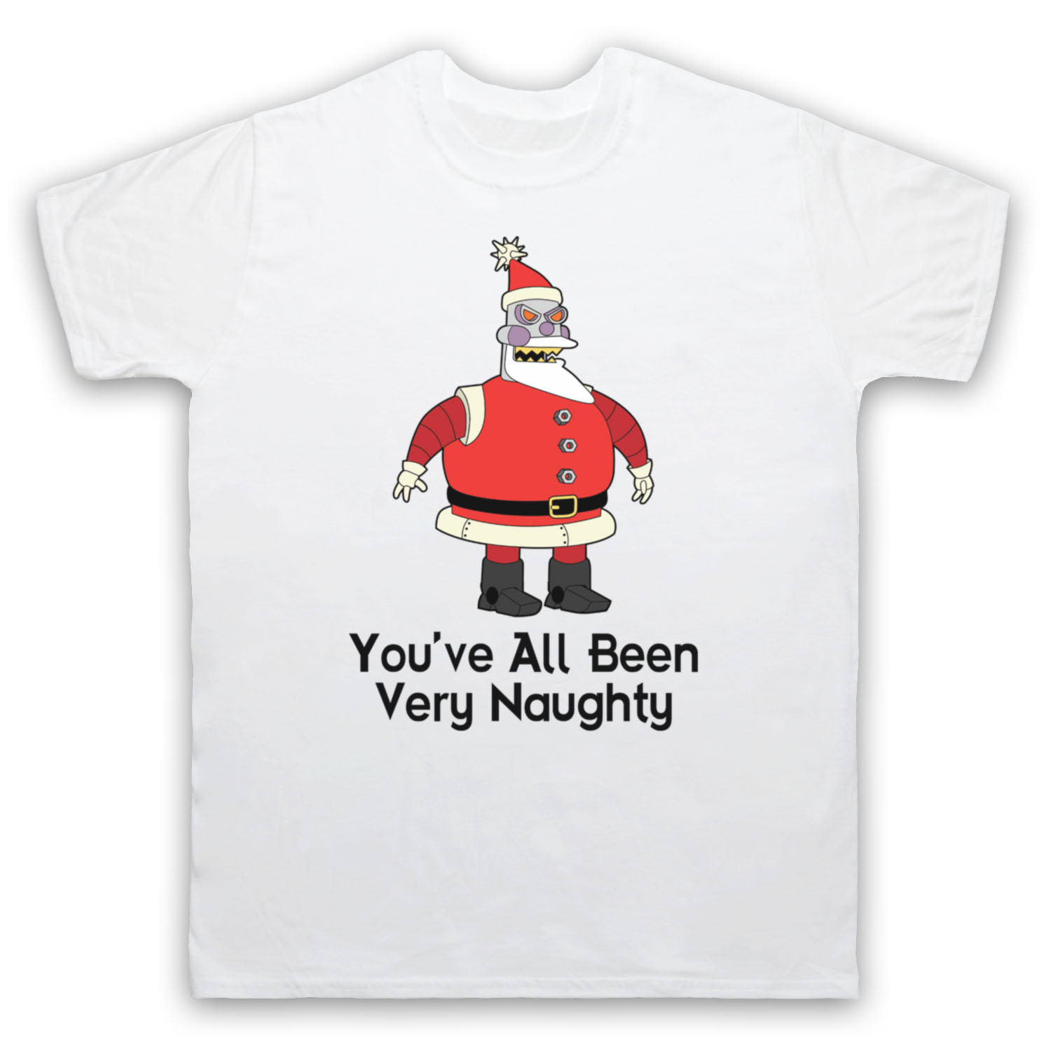 FUTURE CARTOON ROBOT SANTA UNOFFICIAL ALL BEEN NAUGHTY MENS & WOMENS T-SHIRT - Picture 3 of 23