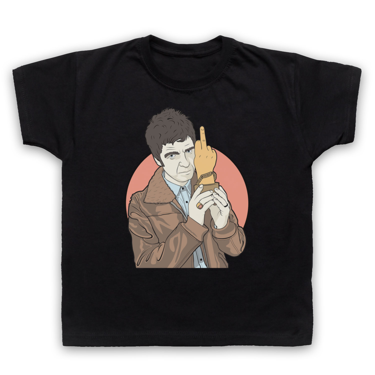 BRITPOP NOEL UNOFFICIAL NME FINGER AWARD ROCK LEGEND KIDS CHILDS T-SHIRT - Picture 2 of 11