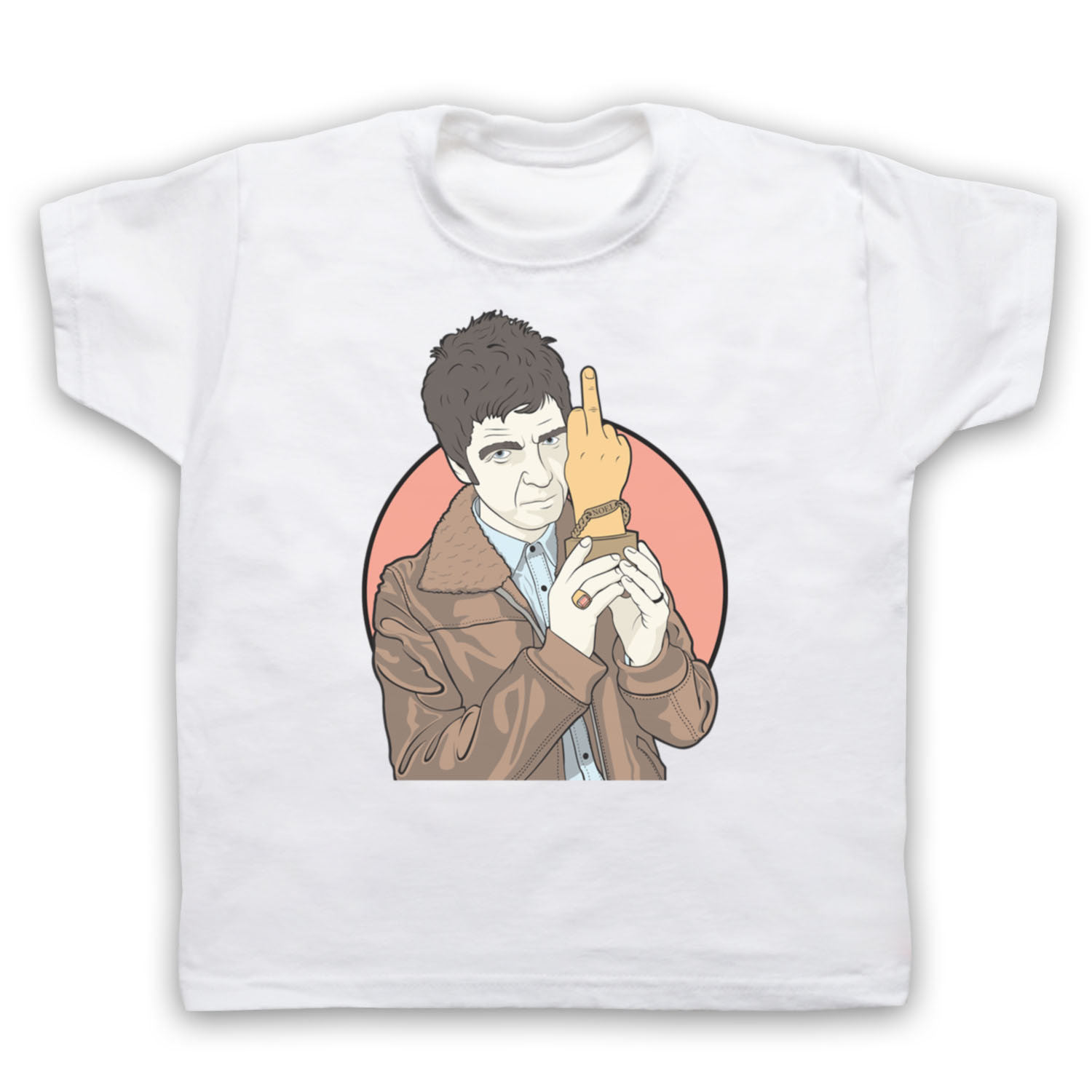 BRITPOP NOEL UNOFFICIAL NME FINGER AWARD ROCK LEGEND KIDS CHILDS T-SHIRT - Picture 3 of 11