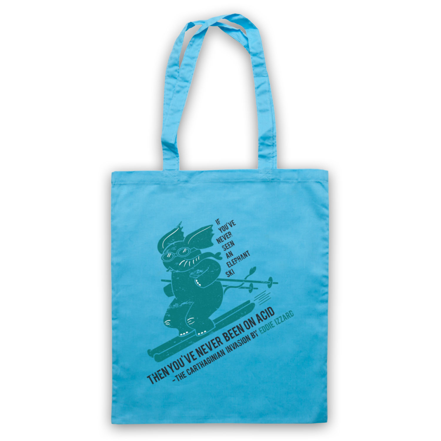 ACID ELEPHANT UNOFFICIAL EDDIE IZZARD SKIING FUNNY JOKE TOTE BAG LIFE SHOPPER - Picture 10 of 11
