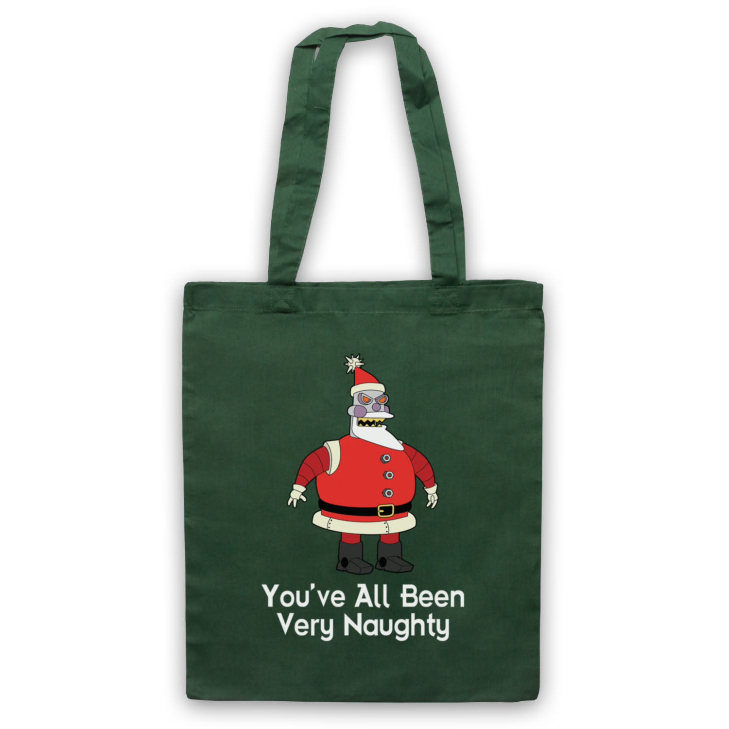 FUTURE CARTOON ROBOT SANTA UNOFFICIAL ALL BEEN NAUGHTY TOTE BAG LIFE SHOPPER - Picture 9 of 11