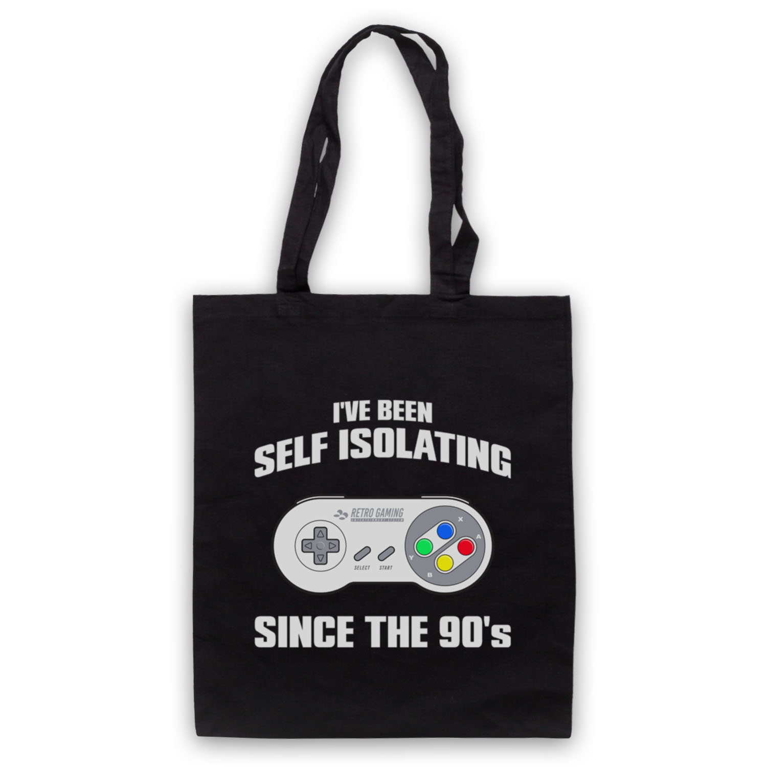 I'VE BEEN SELF ISOLATING SINCE THE 90'S SNES CONTROLLER TOTE BAG LIFE SHOPPER - Picture 2 of 11