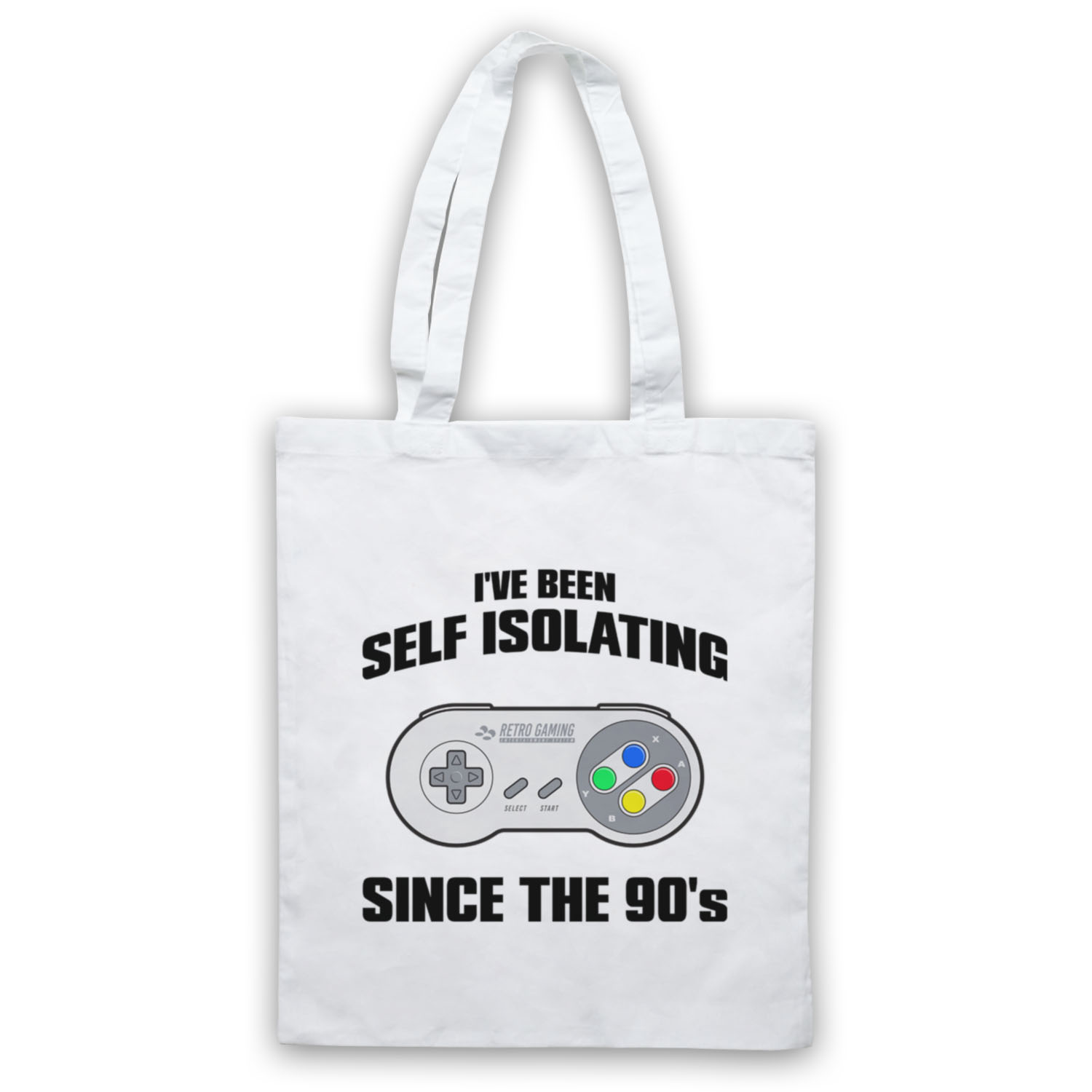 I'VE BEEN SELF ISOLATING SINCE THE 90'S SNES CONTROLLER TOTE BAG LIFE SHOPPER - Picture 3 of 11